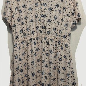 Calvin klein cream and blue flower mid length dress size xl